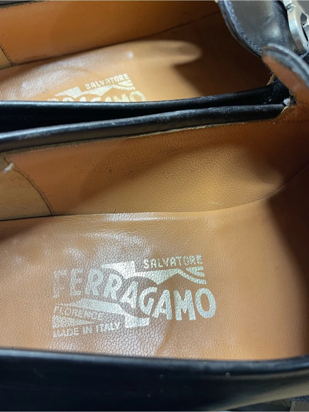 Salvatore Ferragamo Black Leather Gancini Bit Slip-On Loafers